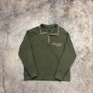 Patagonia Men's Snap-T Quilt Pullover XL Green Fleece Organic Cotton Sweater